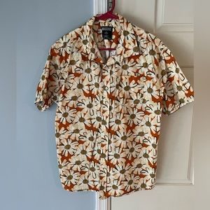 Men’s Orange and White Casual Button Down Short Sleeve
